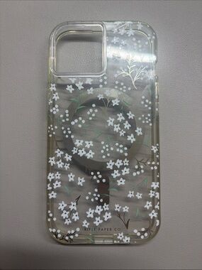 Rifle Paper Co. Clear iPhone 15 Phone Case with White Floral and Green Accents